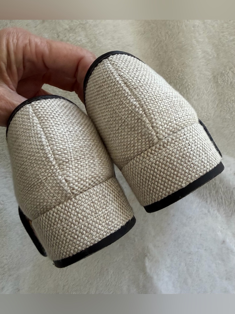 J. Crew Teagan Mary Jane’s Spanish Canvas Gold Buckle Leather Textile 2025 Sz 7 - Picture 9 of 15